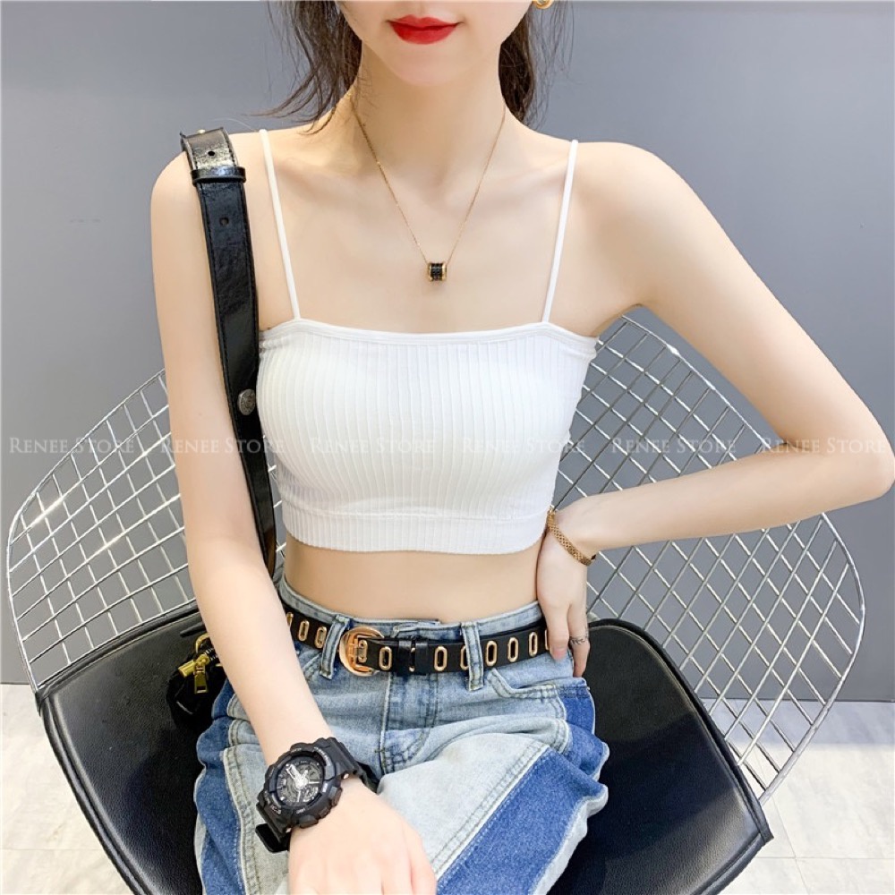 Áo bra hai dây RENEE áo croptop 2 dây chất cotton gân tăm đệm mỏng trẻ trung - AL70