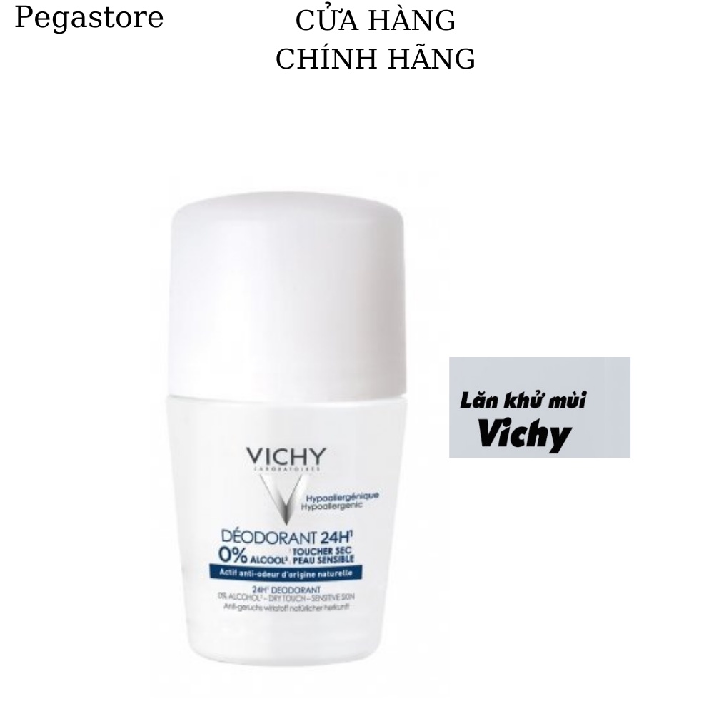 Lăn khử mùi Vichy Deodorant Anti Transpirant 50ml (lăn nách nắp trắng) 24h /48H