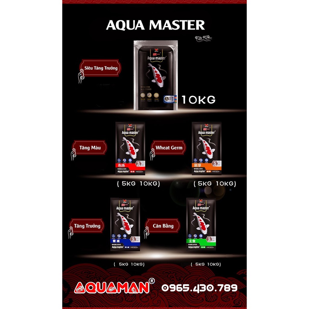 AQUAMASTER AQUA MASTER Thức ăn cao cấp cá koi 5KG ( Staple , growth , hi growth , Color Enhancer)