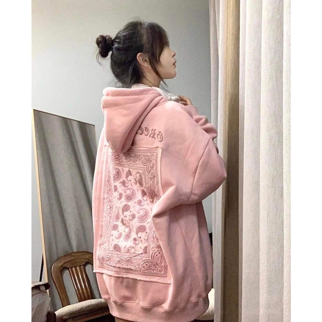 Áo Hoodie Hồng Bandana Nữ [FREESHIP] 🌸 Sweater thổ cẩm form rộng tay bồng, kiểu dáng vintage cá tính Ulzzang 🌸 | WebRaoVat - webraovat.net.vn