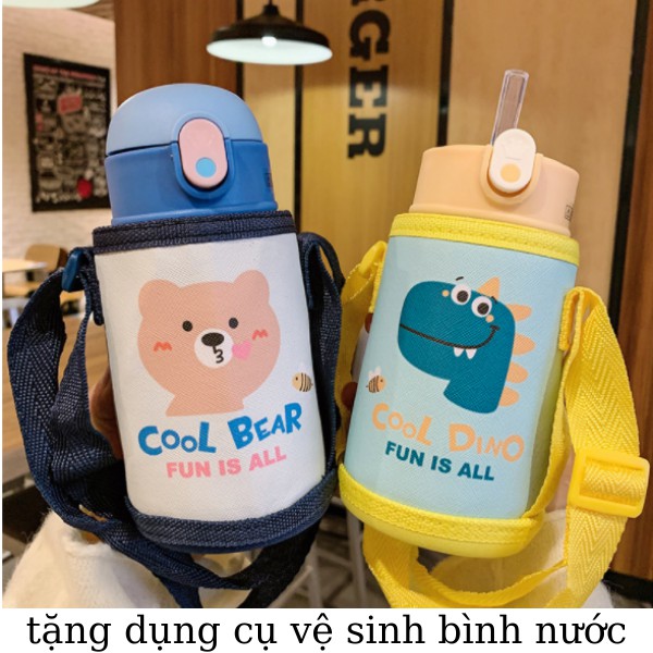 Bình nước cho bé 500ml có túi có ống hút loại tốt