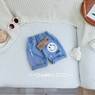 Quần sooc bò mặt cười bé trai
