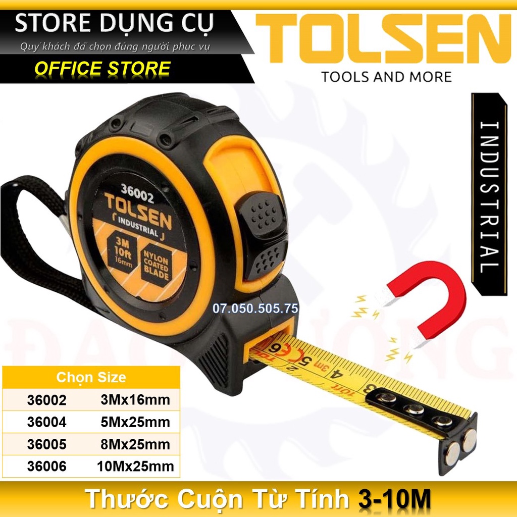 3-10M Thước Cuộn Bọc Cao Su  TOLSEN 36002 | 36004 | 36005 | 36006 | Thước cuộn từ tính