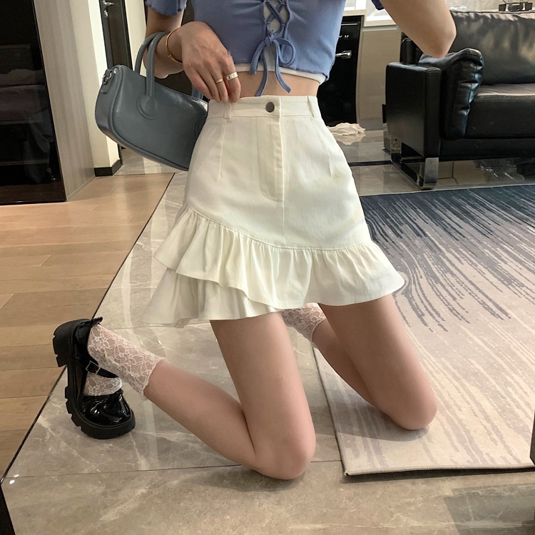 Chân váy chữ A chân váy 2 tầng đuôi cá FIRST DATE cạp cao phong cách Hàn Quốc