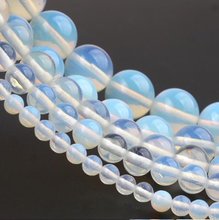 Bộ hạt đá opal màu trắng dùng làm trang sức thủ công