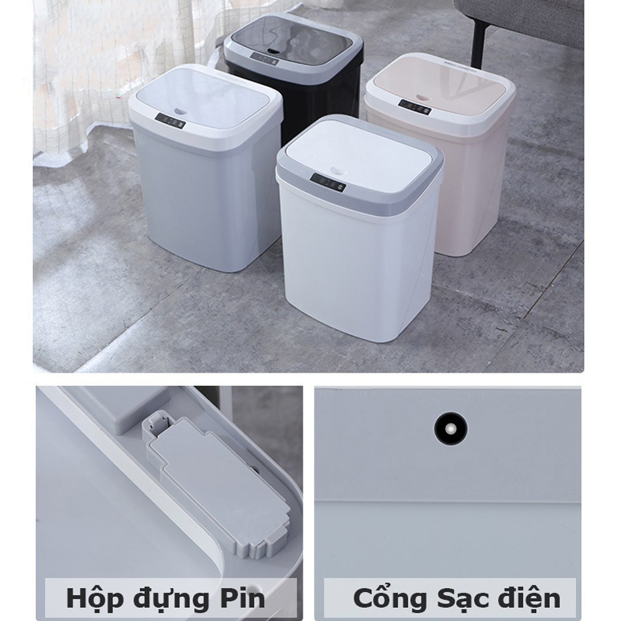 Thùng Rác Thông Minh Smarthome 16L - Thùng Rác Cảm Ứng Có Ngăn Chứa Túi Đựng Rác Tiện Lợi - Bảo Hành 12 Tháng