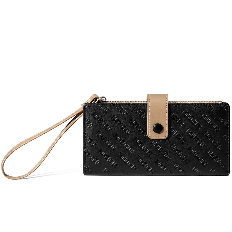 Ví dài cầm tay PIERRE LOUES có khóa kéo nhiều ngăn đựng thẻ tiện dụng thời trang cho nữ