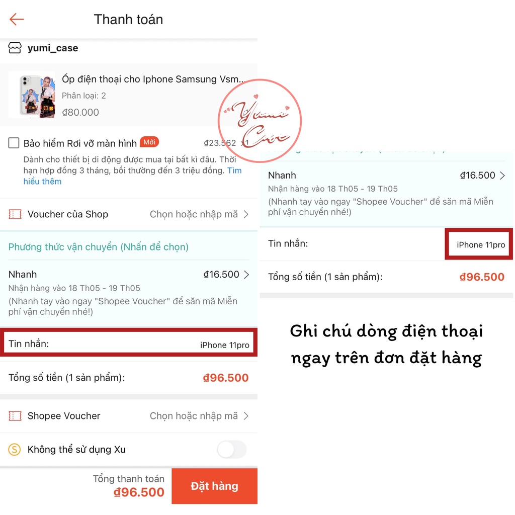 Ốp lưng điện thoại silicone dẻo trong cho Iphone Samsung Oppo Realme Vivo Huawei Xiaomi Redmi Vsmart - Yumi Case