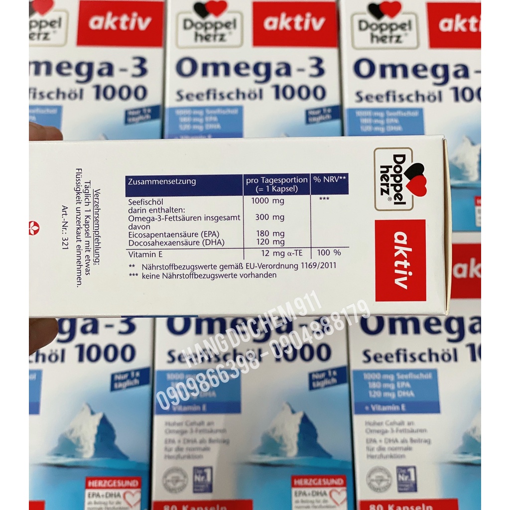 Viên Omega 3 dầu cá bổ não sáng mắt nội địa Đức 80 viên