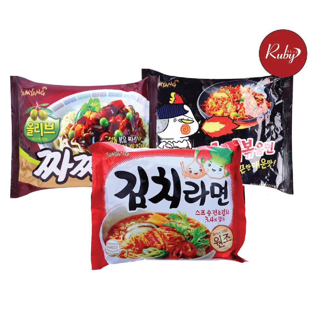 COMBO 6 MÌ KHÔ GÀ CAY + 2 MÌ KIMCHI+ 2 MÌ TRỘN TƯƠNG ĐEN SAMYANG