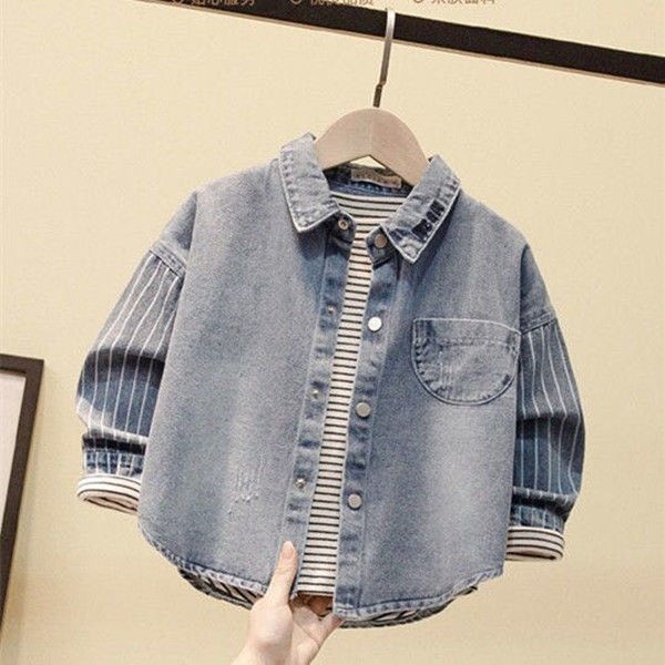 NEW Áo Khoác Denim Thời Trang Xuân Thu 2021 Cá Tính Cho Bé Trai