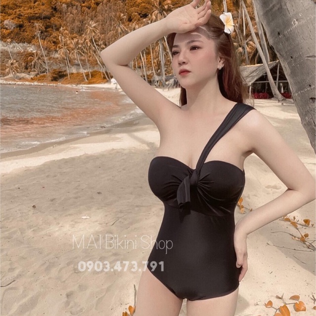 BIKINI LỆCH VAI NƠ NGỰC ĐEN