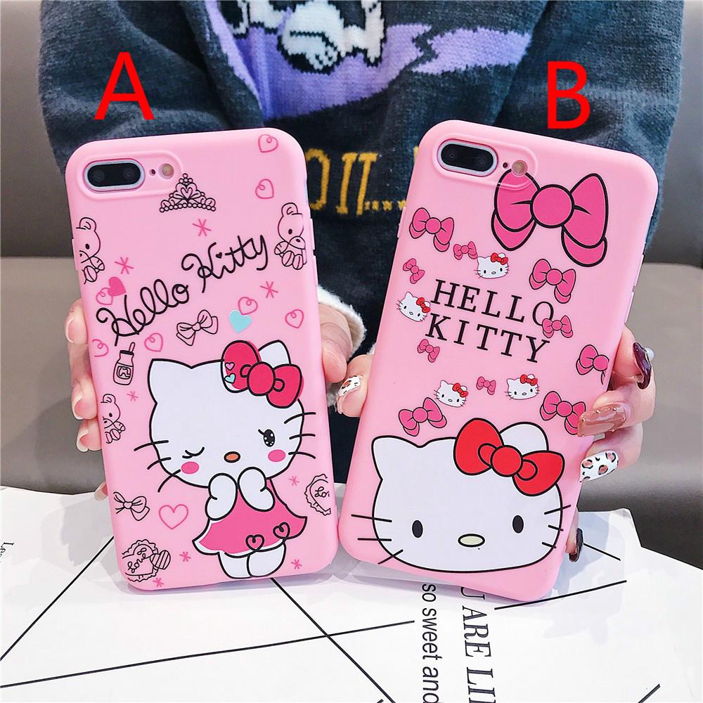 HSM Cute Hello Kitty Cartoon Case OPPO F11 Pro F9 F7 F5 F1s A92 A52 A91 A31 A7 A5S A12 A71 A57 A3s A12e A37 A1K A9 A5 2020 Realme 3 5 5s 5i C3 5 6i C11