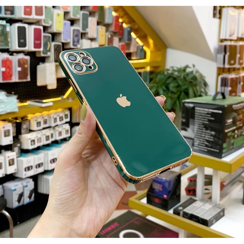 Ốp dẻo mạ viền gold vuông sang trọng dành cho ip12/12pro/12promax/ 11/11pro/11promax | BigBuy360 - bigbuy360.vn
