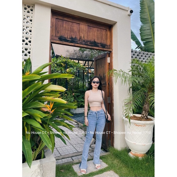 Áo croptop ba lỗ nữ thun gân tăm áo ba lỗ ngược kèm clip và ảnh thật