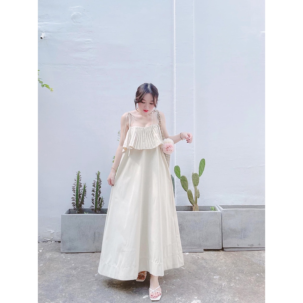 Đầm maxi 2s phối khóa kéo form rộng mặc thoải mái đi phố