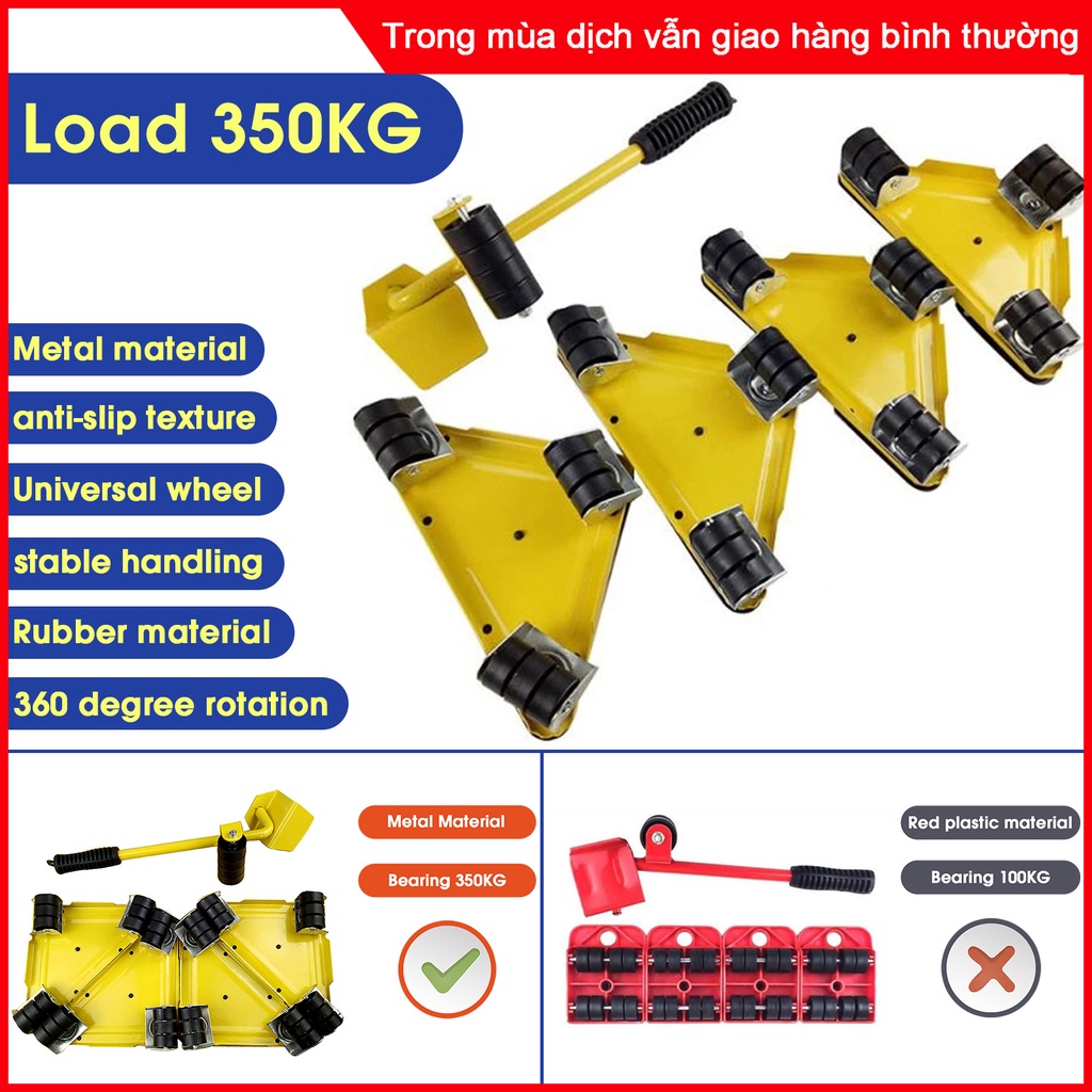 Dụng Cụ Nâng đồ đạc nặng Dụng Cụ Hỗ Trợ Di Chuyển Đồ Đạc Thông Minh Tải trọng tối đa 500kg Bộ 5 cái