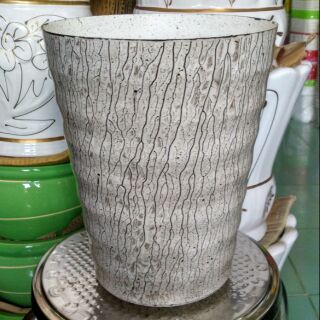 Chậu ống hoa văn cây dừa cao 24cm rộng 30cm trồng cây và hoa kiểng.