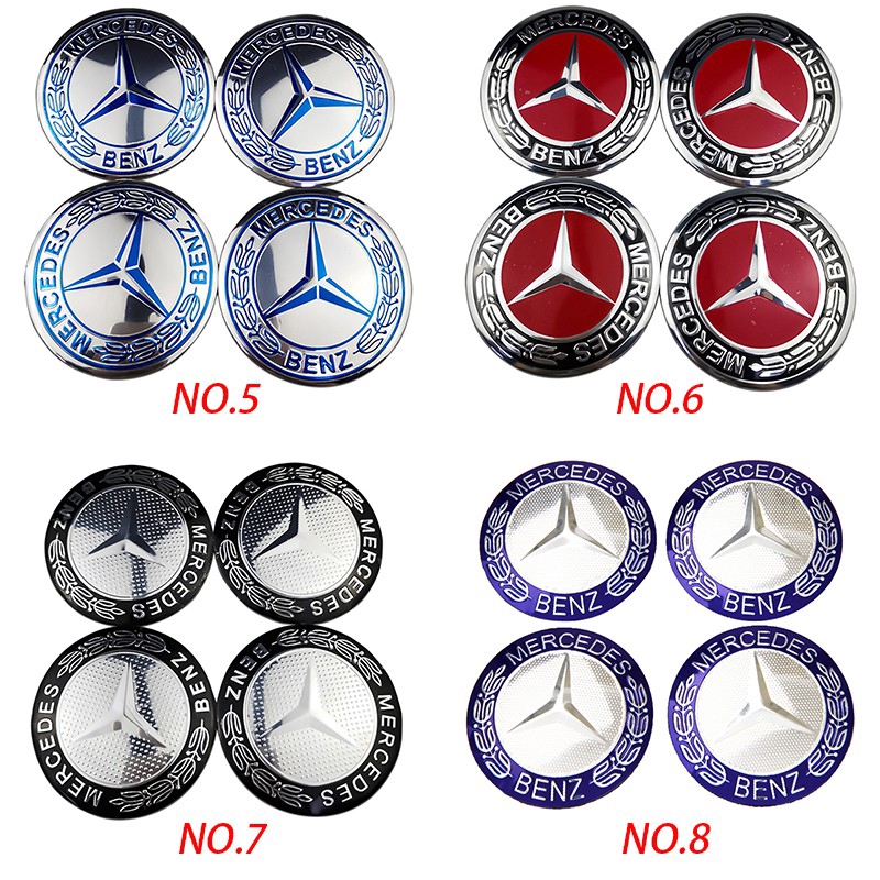 Bộ 4 miếng dán nắp trục trung tâm bánh xe 56mm thời trang dành cho Mercedes Benz AMG Brabus Apple Tree Lorinser