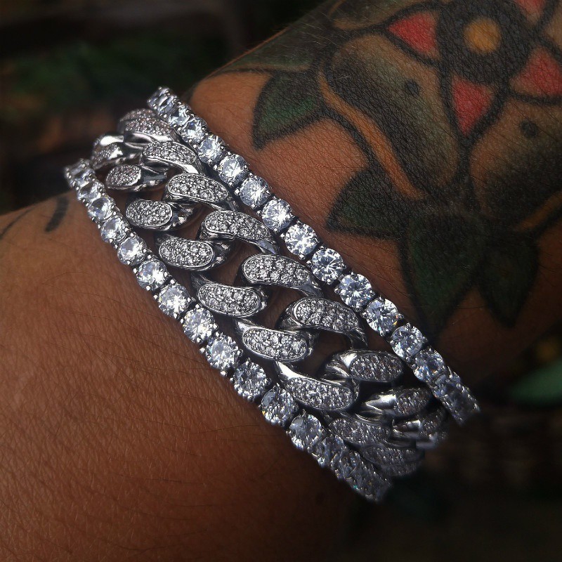 weiweijewelry/Vòng đeo tay kim cương pha lê CZ vàng 18K sang trọng dành cho nam và nữ