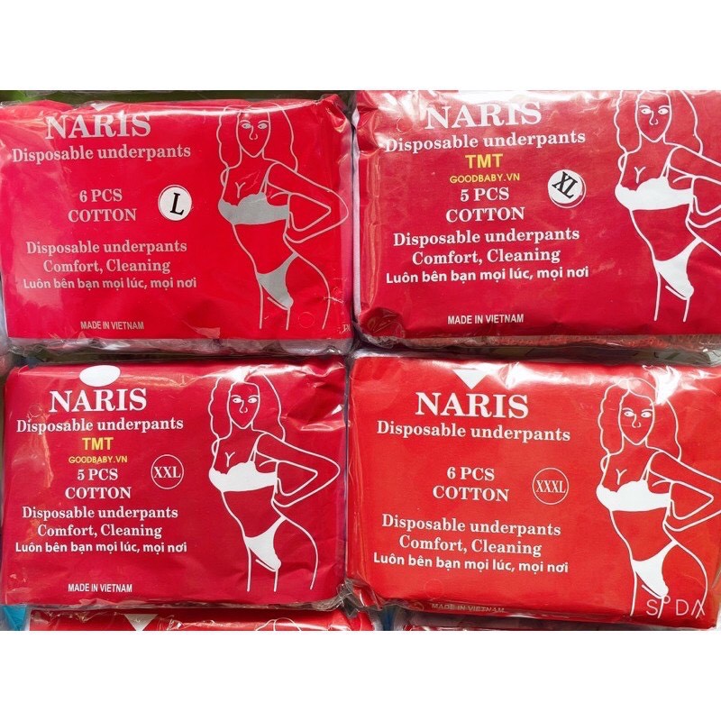 Combo 5 Gói  Gói Quần Lót Giấy Naris Vải ĐẸP )Cotton, Quần Lót Dùng 1 Lần ( LOẠI ĐẸP )