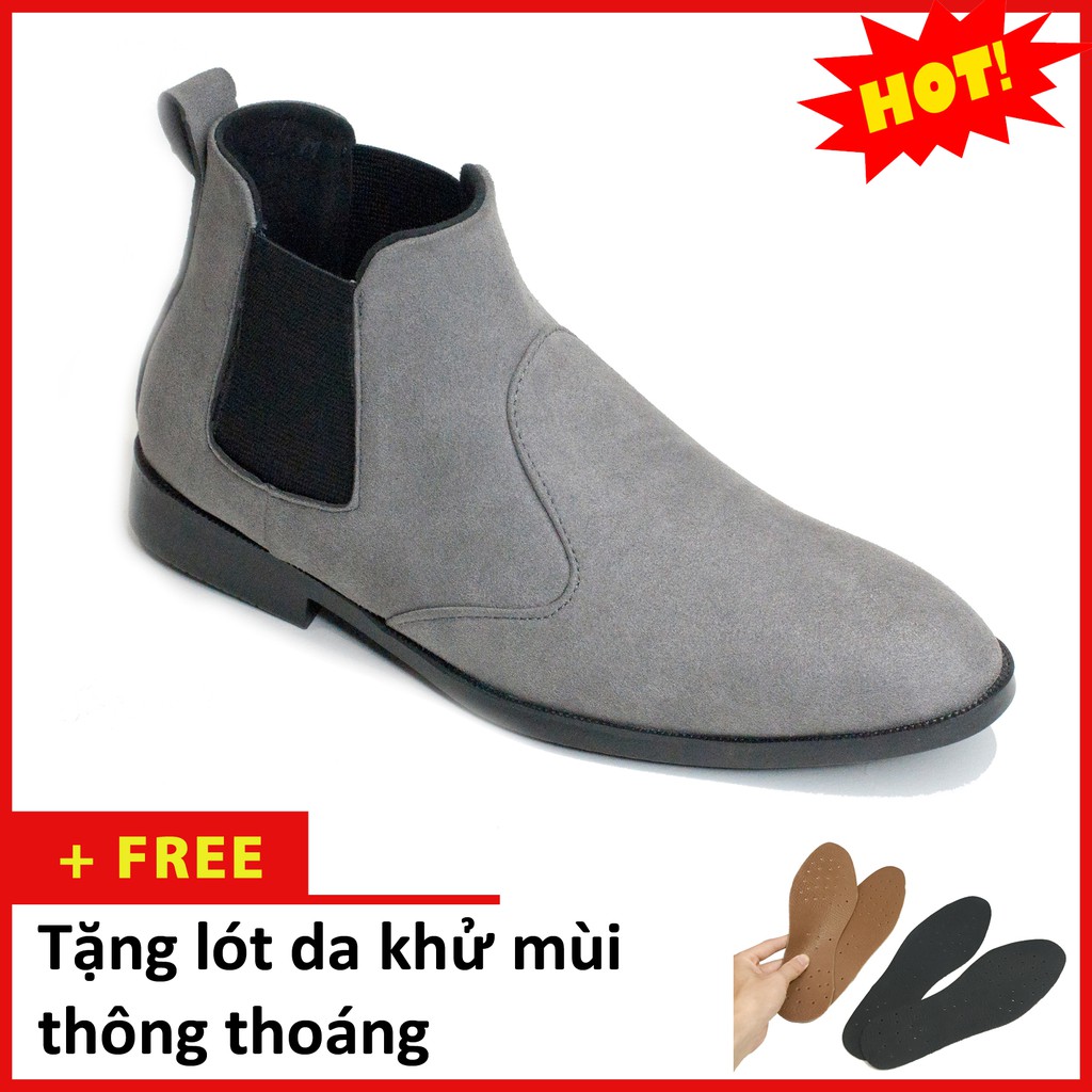 Giày Chealsea Boot Nam AROTI Cao Cổ Chất Đẹp Cao Cấp,Đế Khâu Bền, Tăng Chiều Cao 3cm Form Hàn Đủ size  CB520-BUX( XÁML