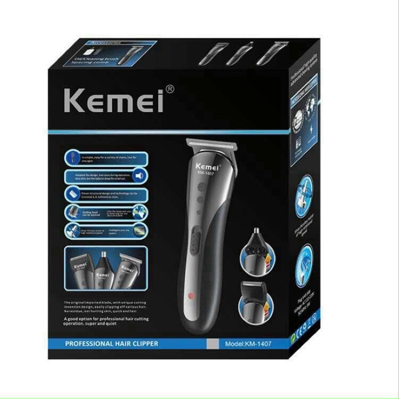 Tông đơ kiêm máy cạo râu, tỉa lông mũi 3 trong 1 Kemei KM-1407