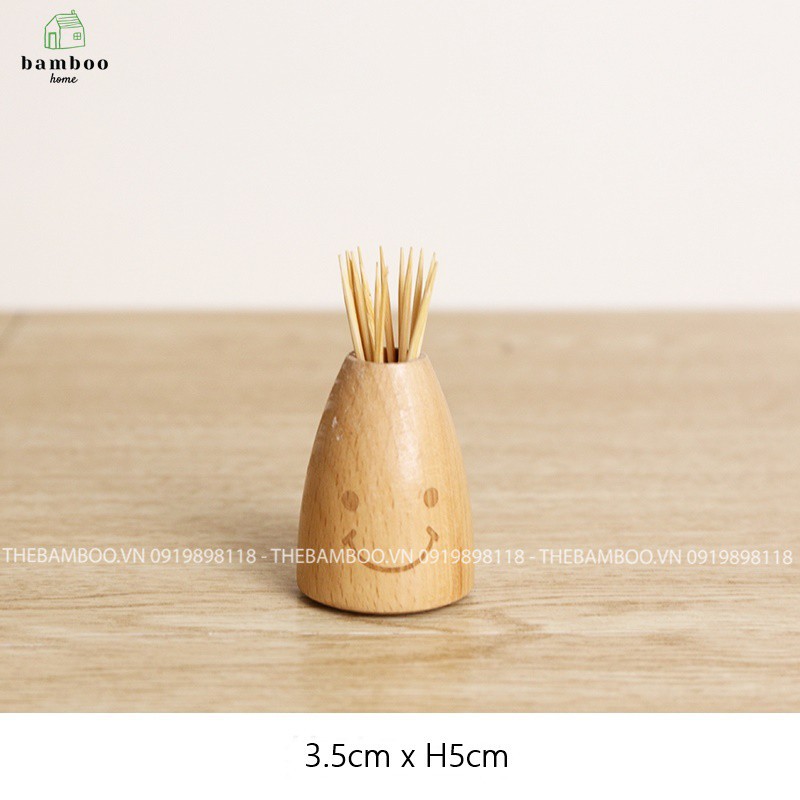 Lọ đựng tăm THE BAMBOO hũ đựng tăm bằng gỗ trang trí bàn ăn