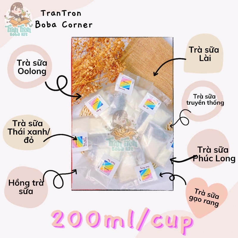 |Nhiều vị đậm đà| Set nguyên liệu pha trà sữa (1 ly 200ml) | BigBuy360 - bigbuy360.vn
