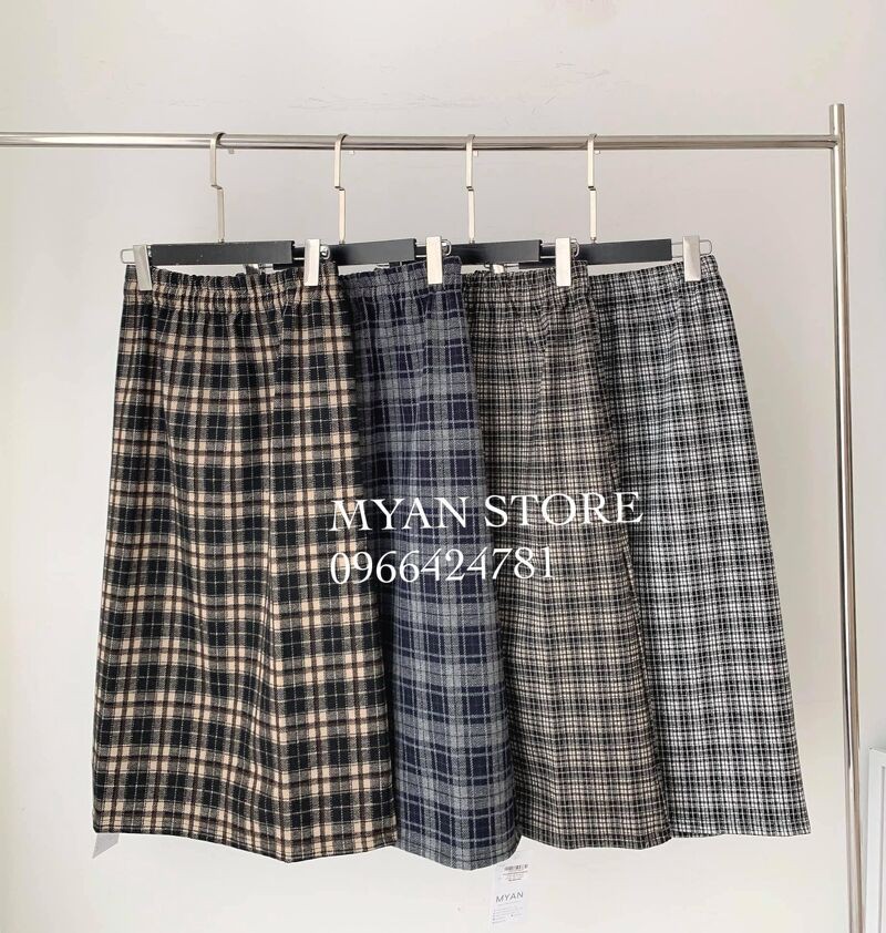 Chân váy dạ kẻ to xẻ sau V112009 | BigBuy360 - bigbuy360.vn