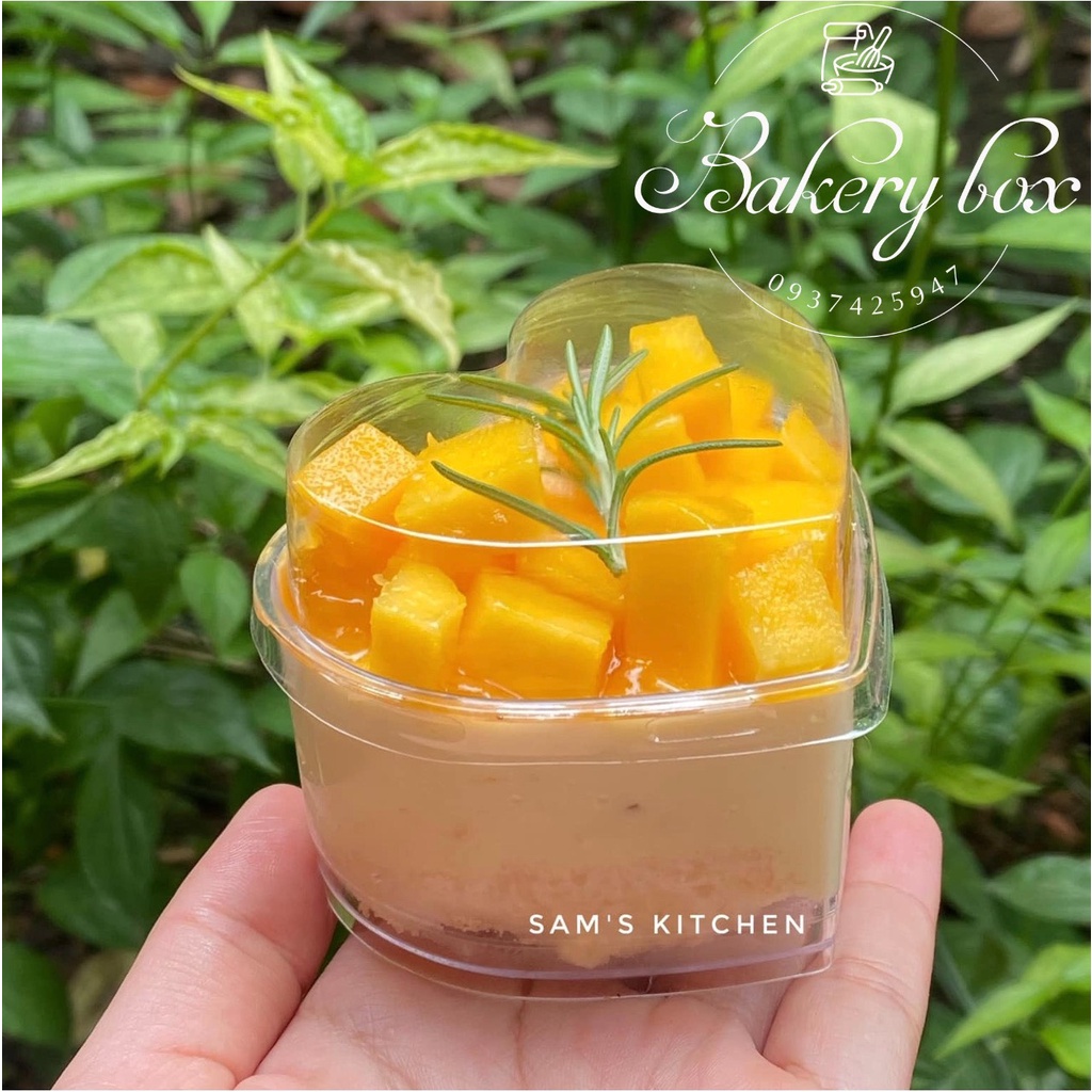 50 Ly Tim Có Nắp Đựng Bánh Lạnh Tiramisu - Mousse - Panna Cotta