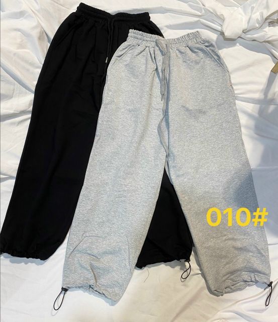 Quần ống rộng dáng jogger bo nỉ rút dây da cá siêu Hot