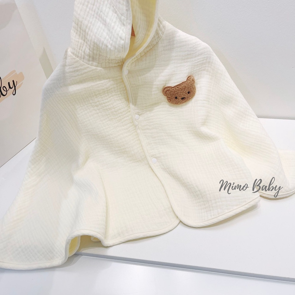 Áo choàng gấu mùa thu chất liệu xô muslin 4 lớp dễ thương cho bé Qa34 Mimo Baby