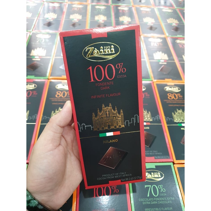 Chocolate Zaini Extra Dark Chocolate 70% Cacao thanh 75gr