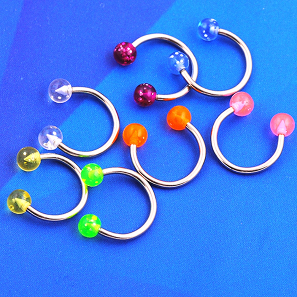 Set 7 Khuyên Mũi / Môi / Tai / Cơ Thể Bằng Thép Không Gỉ 16G