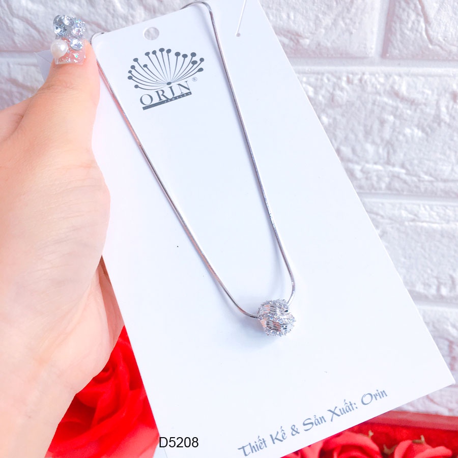 Dây chuyền bạc, mặt trái cầu đính đá cao cấp Orin D5208