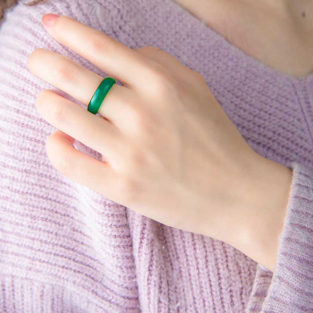 Nhẫn Mã Não Tự Nhiên Màu Xanh Ngọc Bích Cho Nam Và Nữ