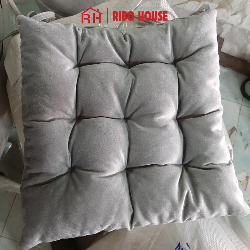 Đệm ngồi bệt vuông RIBO HOUSE vải nhung 32x32cm mềm mịn ngồi thiền, quán trà sữa, yoga  nhiều màu RIBO135