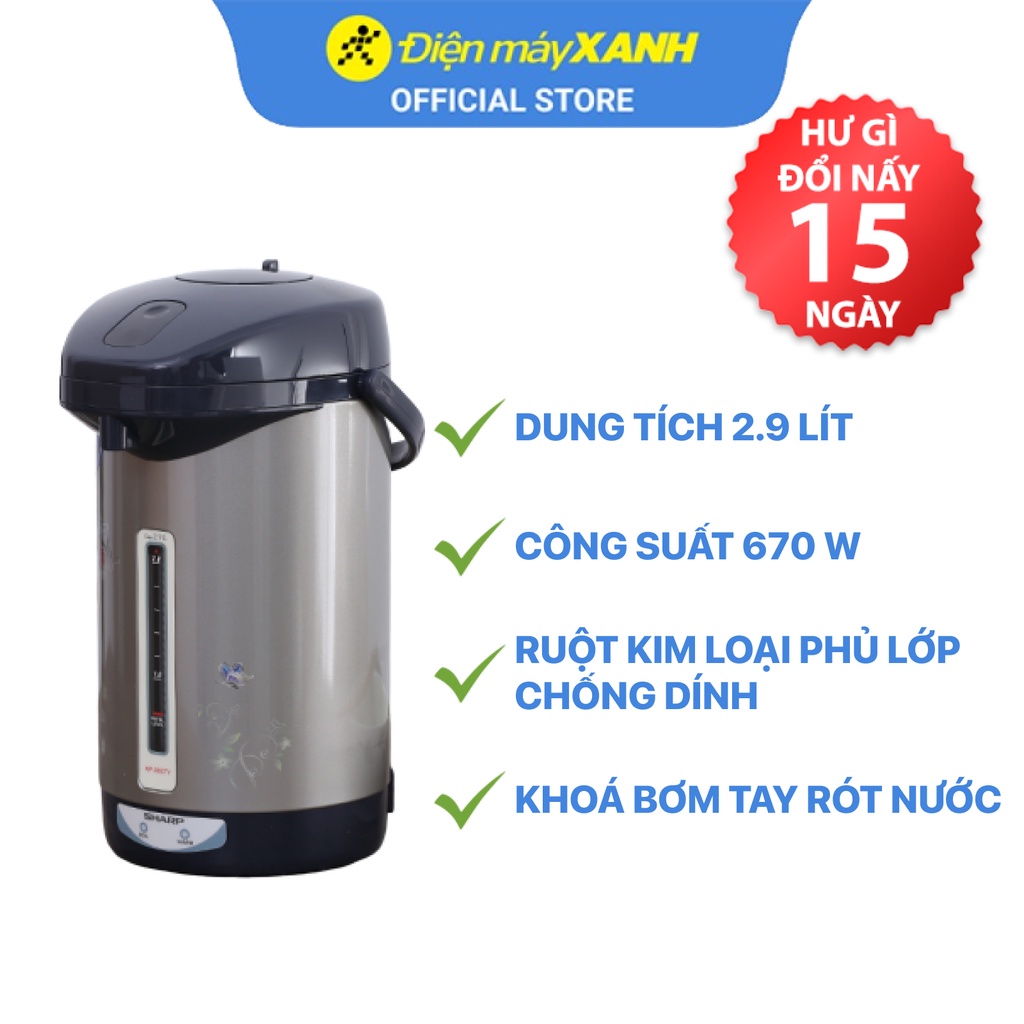 [Mã ELHADEV giảm 4% đơn 300K] Bình thủy điện Sharp KP-30STV 2.9 lít