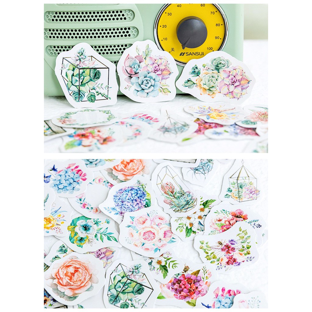 Bộ sticker/ Hình dán Họa Tiết Hoa Độc Đáo (46 Hình)