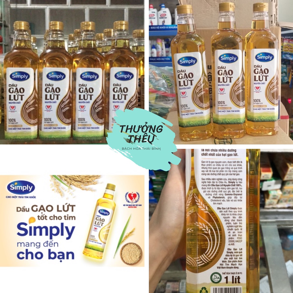 Dầu Gạo Lứt Nguyên Chất Simply chai 1l