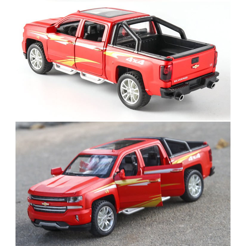 Xe mô hình ô tô chevrolet SILVERADO tỉ lệ 1:32 bằng kim loại đồ chơi trẻ em xe