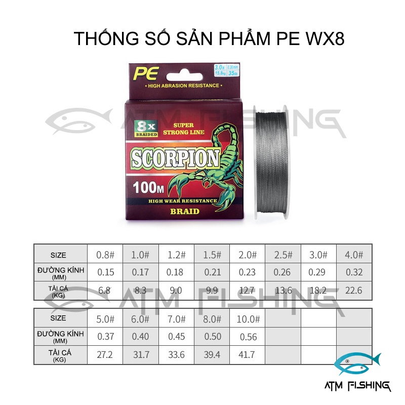 Dây Dù Câu Cá PeX8 Phủ 3 Lớp Chống Mài Mòn, Mịn Hơn Tải Cá Lên 40kg