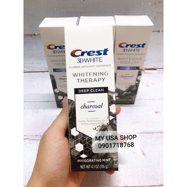 Kem đánh răng crest than ❤️ Kem đánh răng than hoạt tính của Mỹ Crest 3D White Charcoal Toothpaste 116g