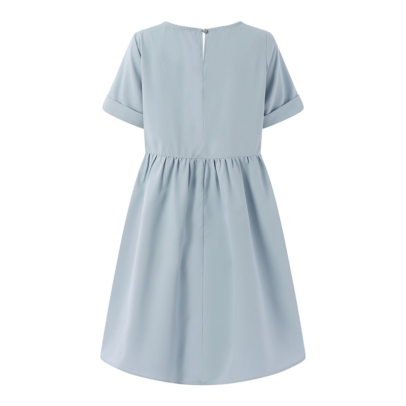 Đầm ZANZEA tay ngắn cổ tròn màu trơn dáng rộng thời trang cho nữ