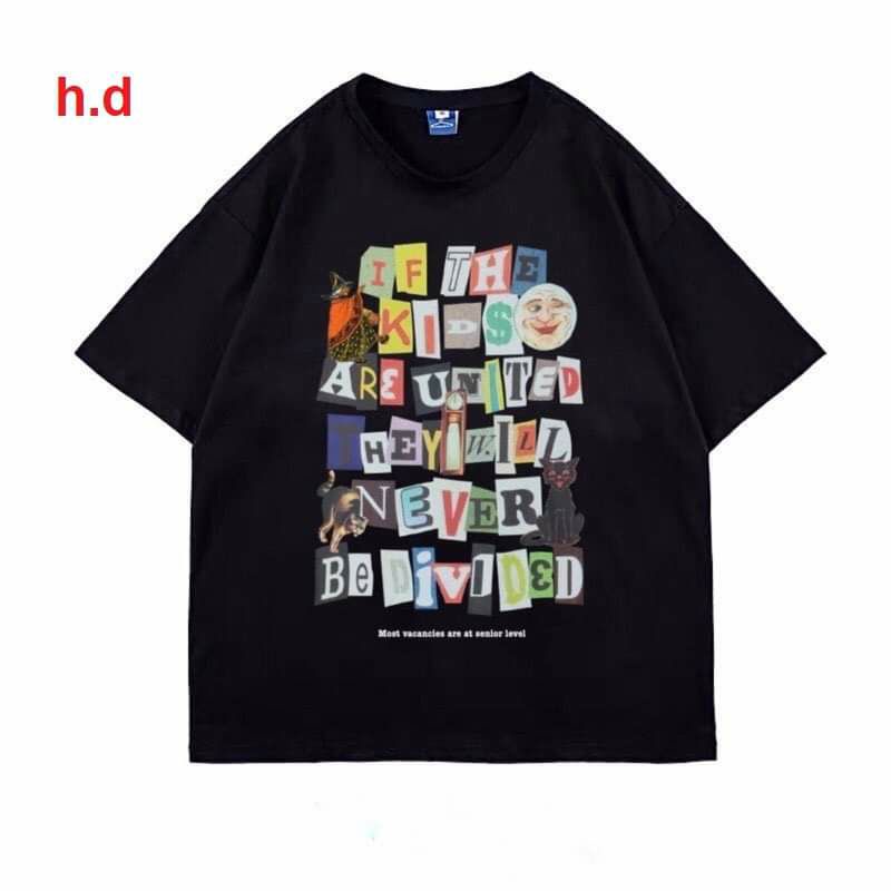 Áo Thun Cổ Tròn Chữ Cái Phom Rộng Basic Phong Cách Ulzzang ❤  Áo Cộc Tay Chất Liệu Cotton Unisex nam nữ