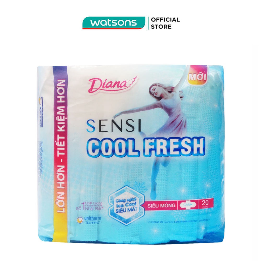 Băng Vệ Sinh Diana Sensi Cool Fresh Siêu Mỏng Có Cánh 23cm 20 Miếng