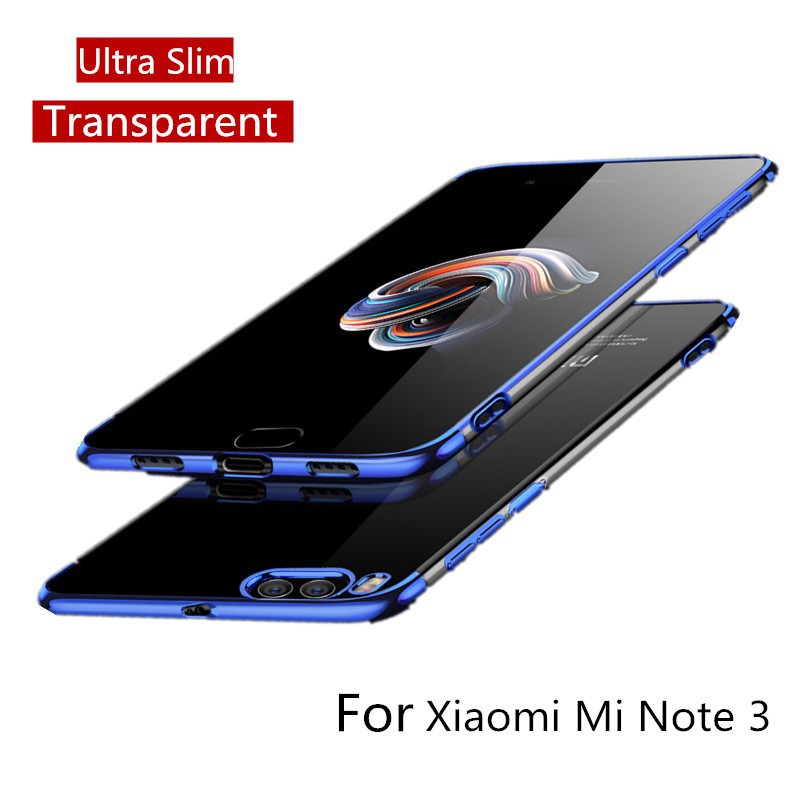 Ốp lưng silicone trong suốt viền màu siêu mỏng cho Xiaomi Mi Note 3