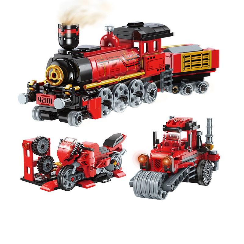 Đồ chơi lắp ráp Xe lửa Tàu hỏa 3 trong 1 - Enlighten 42101 Xếp hình thông minh 305 mảnh ghép - Train