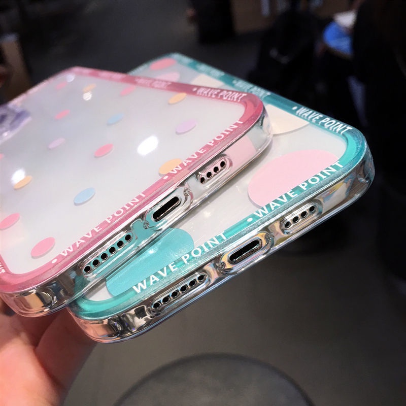 Ốp điện thoại silicone trong suốt họa tiết chấm bi lớn/ nhỏ thích hợp cho iPhone X XS Max XR 7 8 Plus 12 13 11 Pro Max